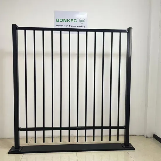 Trusted Exports for Canada&USA Galvanized +Powder Coated Metal Commercial Flat Top Fencing Panel Spear Top Black Security Wrought Iron /Metal Fence 