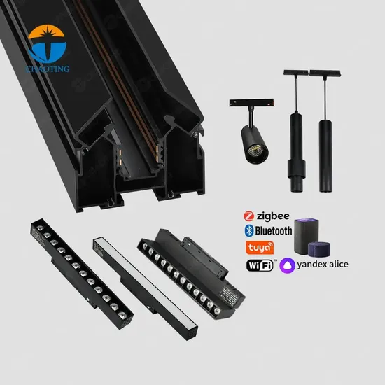 High Quality Magnetic LED Track Rail System 48V Aluminum Magnetic Track Light Profile for UK Russia Stretch Ceiling 